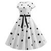 Robe Evasée Vintage Blanche Pois Noirs