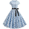 Robe Evasée Vintage Bleue Musique