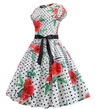 Robe Evasée Vintage Coquelicots