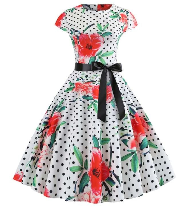 Robe Evasée Vintage Coquelicots