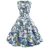 Robe Evasée Vintage Fleurs Bleues