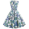 Robe Evasée Vintage Fleurs Bleues