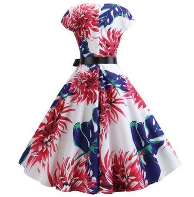 Robe Evasée Vintage Grosses Fleurs