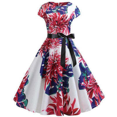 Robe Evasée Vintage Grosses Fleurs