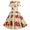 Robe Evasée Vintage Jaune Fleurs