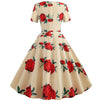 Robe Evasée Vintage Jaune Fleurs