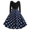 Robe Evasée Vintage Marine Pois Blancs