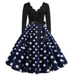 Robe Evasée Vintage Marine Pois Blancs