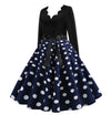 Robe Evasée Vintage Marine Pois Blancs