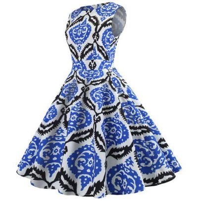 Robe Années 50 Noir et Bleu