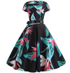 Robe Evasée Vintage Noire Fines Fleurs