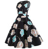 Robe Evasée Vintage Noire Fleurs