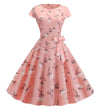 Robe Evasée Vintage Rose Fleurie