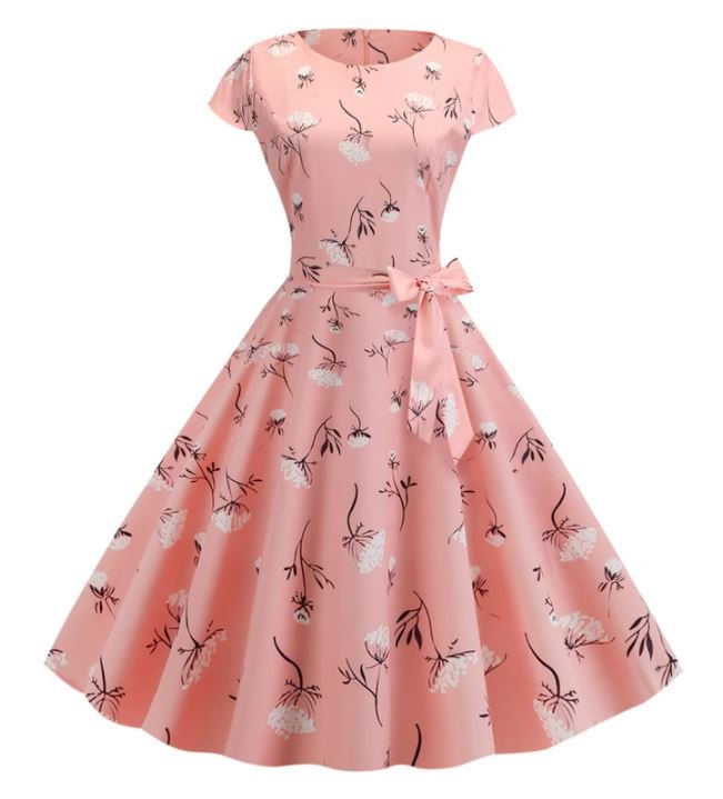 Robe Evasée Vintage Rose Fleurie