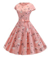 Robe Evasée Vintage Rose Fleurie