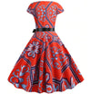Robe Evasée Vintage Rouge Fleurs