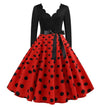 Robe Evasée Vintage Rouge Pois Noirs