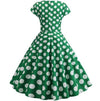 Robe Evasée Vintage Verte Pois Blancs