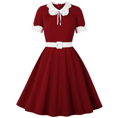 Robe Fifties Rouge Col Claudine