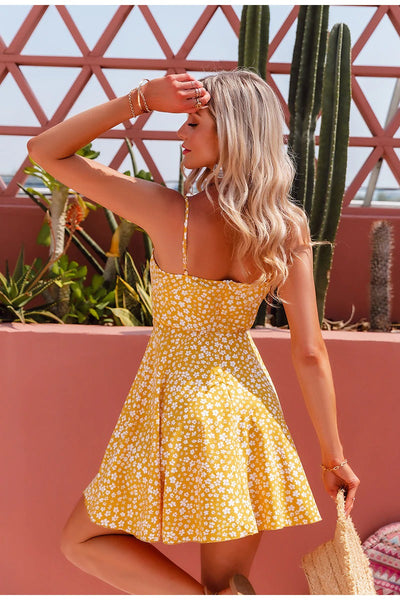 Robe Fleurie Vintage Jaune