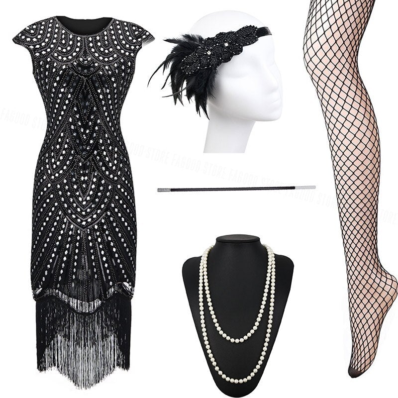 Robe Gatsby Année 20 Noire