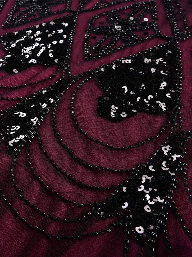 Robe Gatsby Longue Haute Couture Bordeaux et Noire