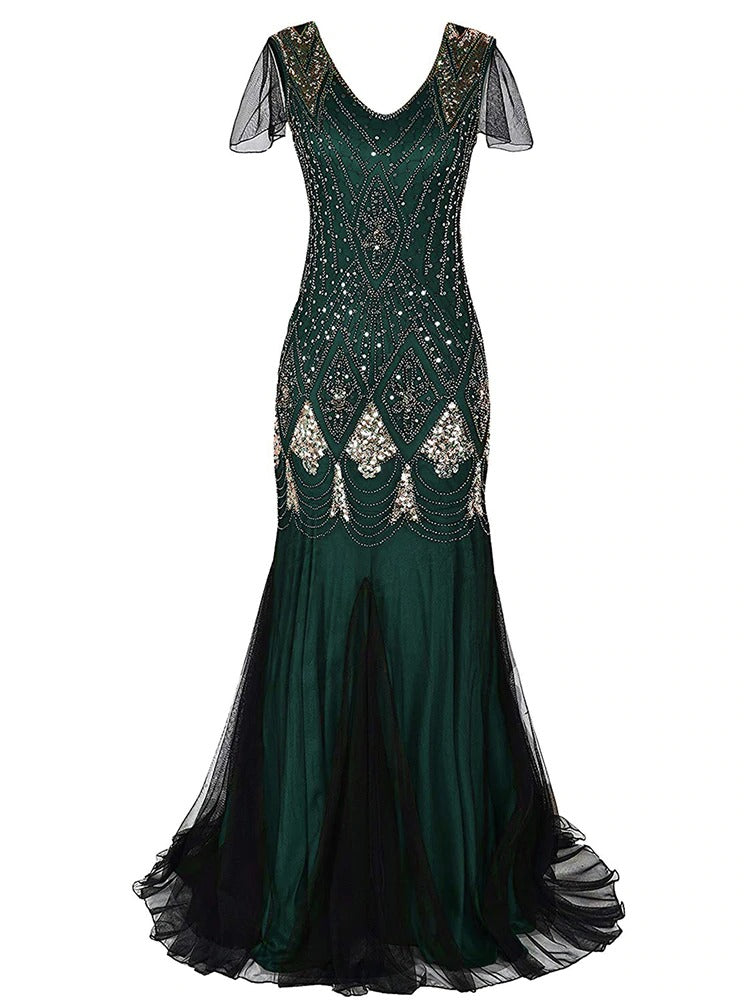 Robe Gatsby Longue Haute Couture Verte