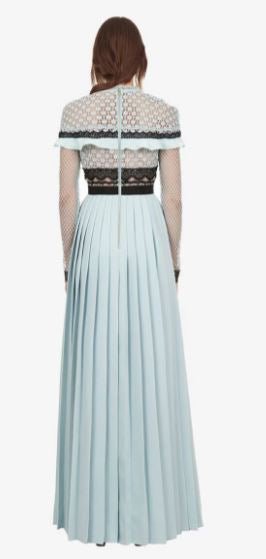 Robe Longue a Volant Vintage Bleue