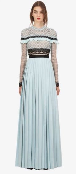 Robe Longue a Volant Vintage Bleue