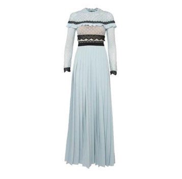 Robe Longue a Volant Vintage Bleue
