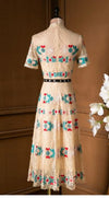 Robe Longue a Volant Vintage Champagne