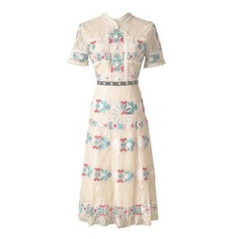 Robe Longue a Volant Vintage Champagne