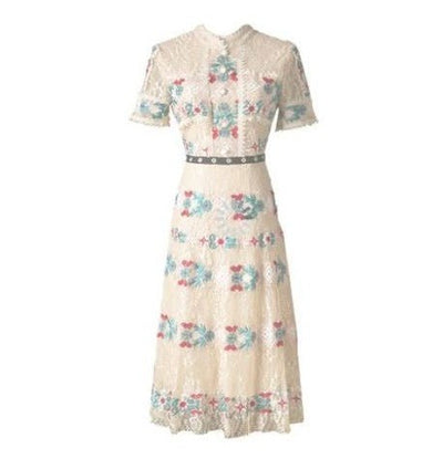 Robe Longue a Volant Vintage Champagne
