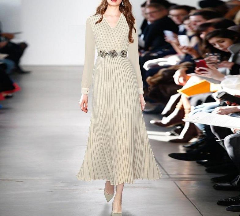 Robe Longue Année 40 Beige