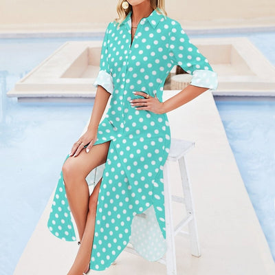 Robe Longue Année 70 Turquoise