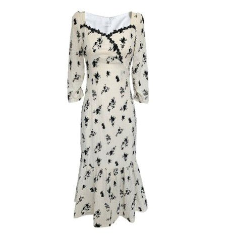 Robe Longue Fleurie Vintage Kaki