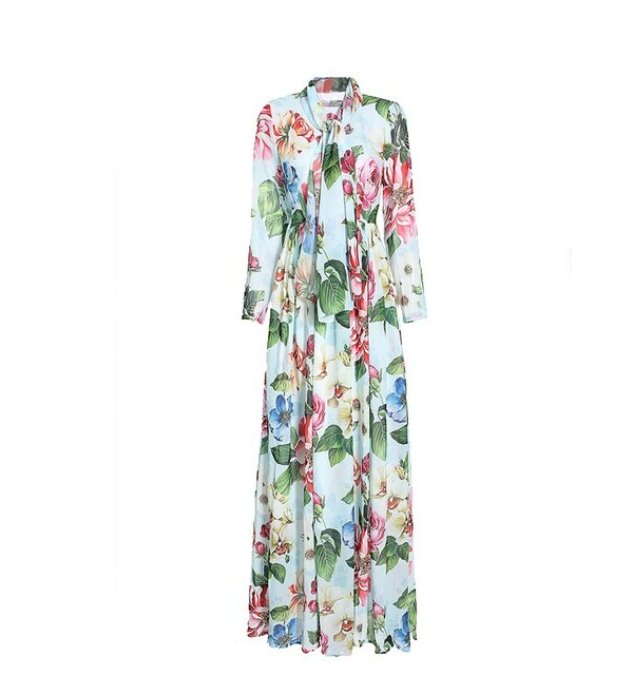 Robe Longue Fleurie Vintage Verte