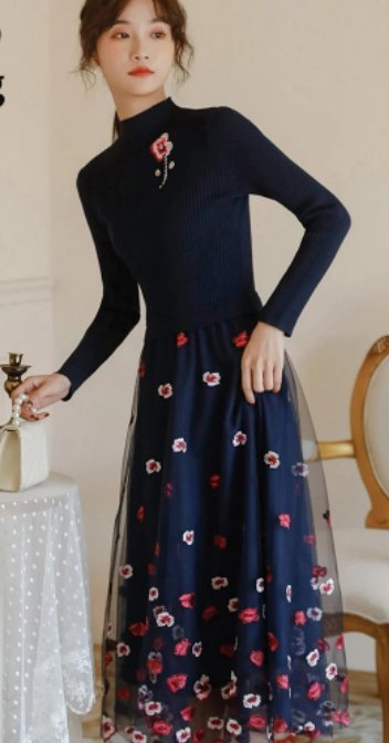 Robe Mariage Vintage Dentelle Marine