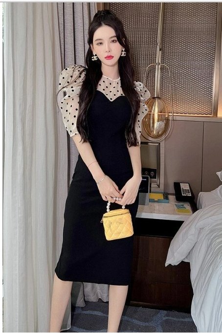 Robe mi Longue à Pois Vintage