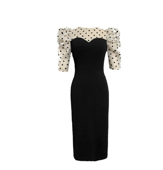 Robe mi Longue à Pois Vintage
