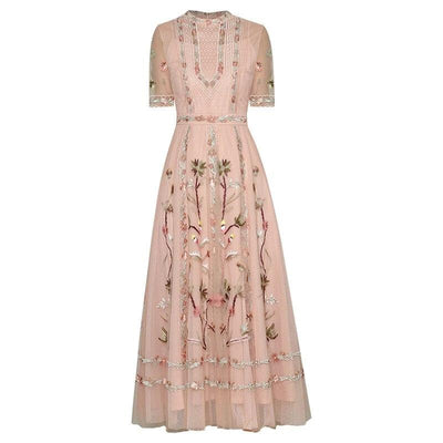 Robe Mi Longue Année 30 40 Rose