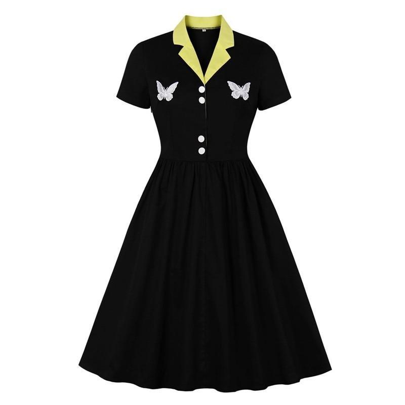 Robe Noire Années 50 Papillons