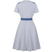 Robe Rayée Année 50 Bleu