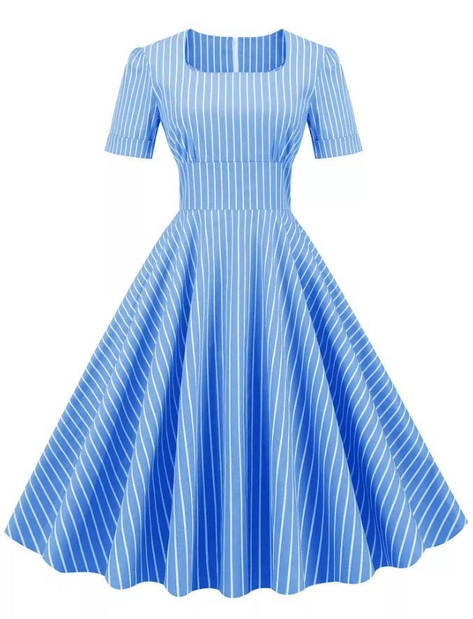 Robe Rétro Année 50 Bleu