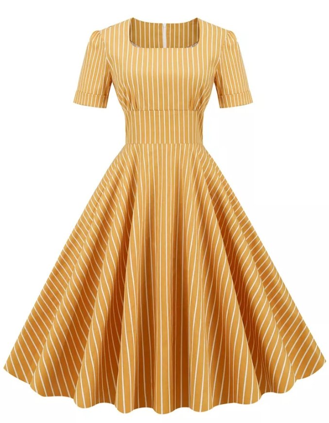 Robe Rétro Année 50 Jaune