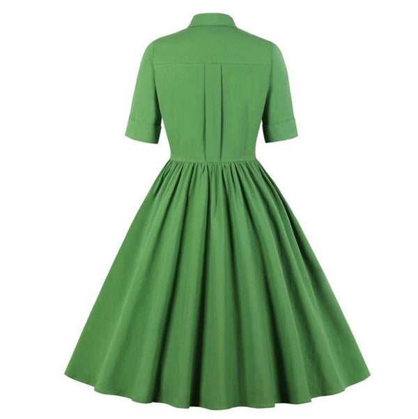 Robe Trapèze En Dentelle Unie Vert Style Rétro Années 50 ' Tess " De Dolly And Dotty ⋆ Vintage Vogue