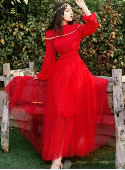 Robe Rétro Rouge Dentelle