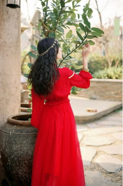 Robe Rétro Rouge Dentelle