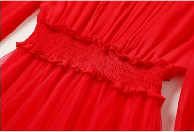 Robe Rétro Rouge Dentelle