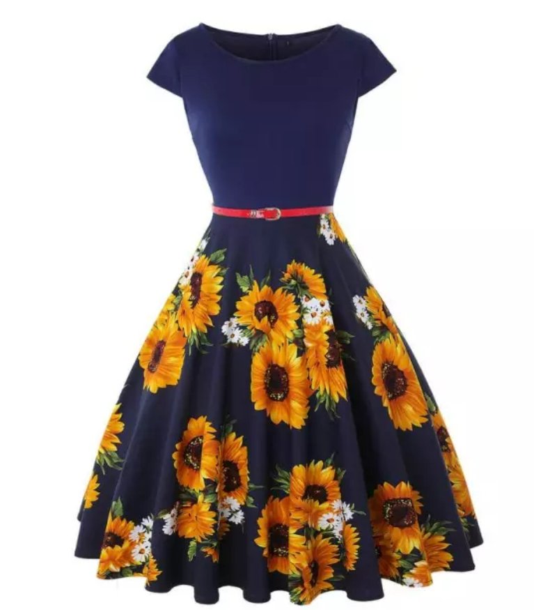 Robe Rockabilly Année 50 Bleu